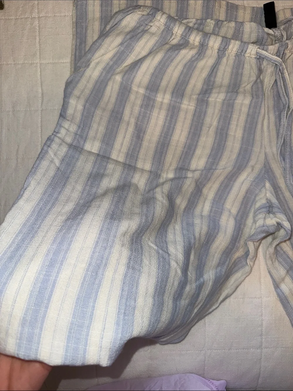 H&M Light Blue and Cream Striped Pants